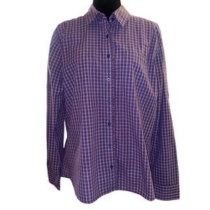 Carhartt for‎ Women Plaid Ruffle Button Down Long Sleeve Plaid Top Size XL